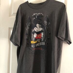Men's Disney All American Classic Micky Mouse Gray Vintage Style T-Shirt Size XL